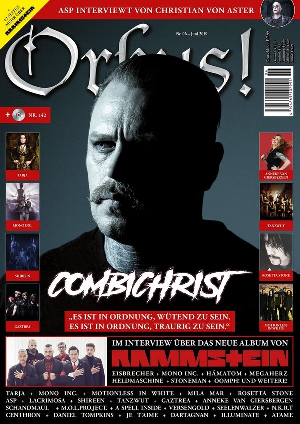 Orkus! 06/2019 "COMBICHRIST" + "MOTIONLESS IN WHITE" + 12 Seiten "RAMMSTEIN-Specials" - Juni 2019