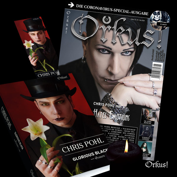 Das Buch CHRIS POHL „Glorious Black - Season 1“ + Orkus! Mai-Ausgabe